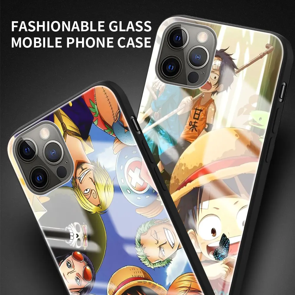 One piece Luffy Tempered Glass Cover For Apple iPhone 12 Mini 11 Pro 7 XR X XS Max 6 6S 8 Plus