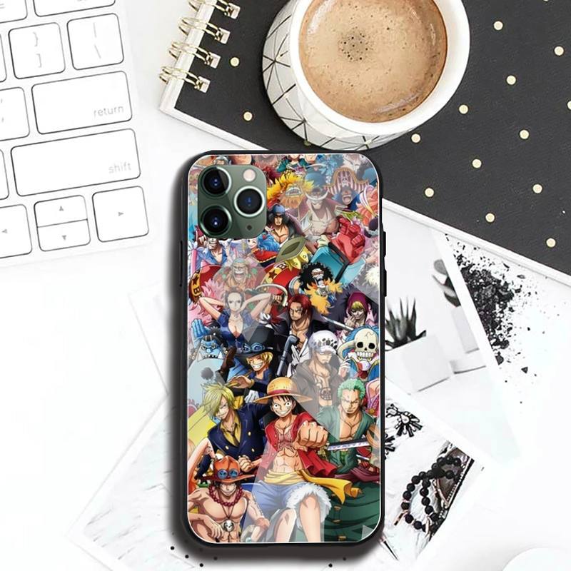 One Piece Luffy Phone Tempered Glass Case cover For iPhone 13 12 Mini 11 Pro XR XS MAX 8 X 7 Plus SE