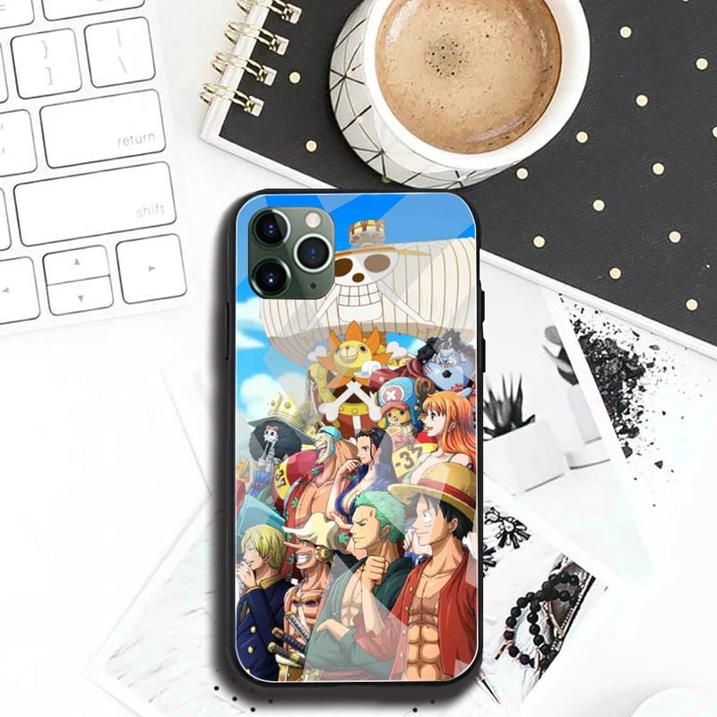 One Piece Luffy Phone Tempered Glass Case cover For iPhone 13 12 Mini 11 Pro XR XS MAX 8 X 7 Plus SE