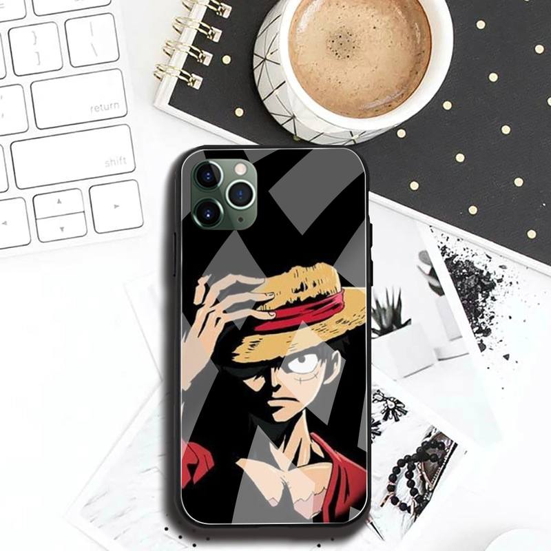 One Piece Luffy Phone Tempered Glass Case cover For iPhone 13 12 Mini 11 Pro XR XS MAX 8 X 7 Plus SE