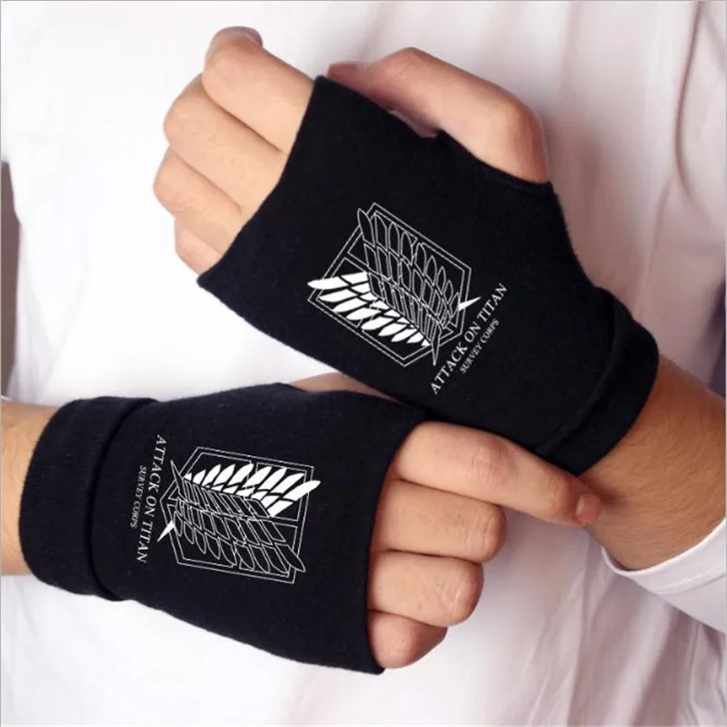 Attack on Titan Half-finger Ride Luminous Knitting Gloves Warm Scout Regiment Cosplay Necklace Classic Charm Beautiful Gift