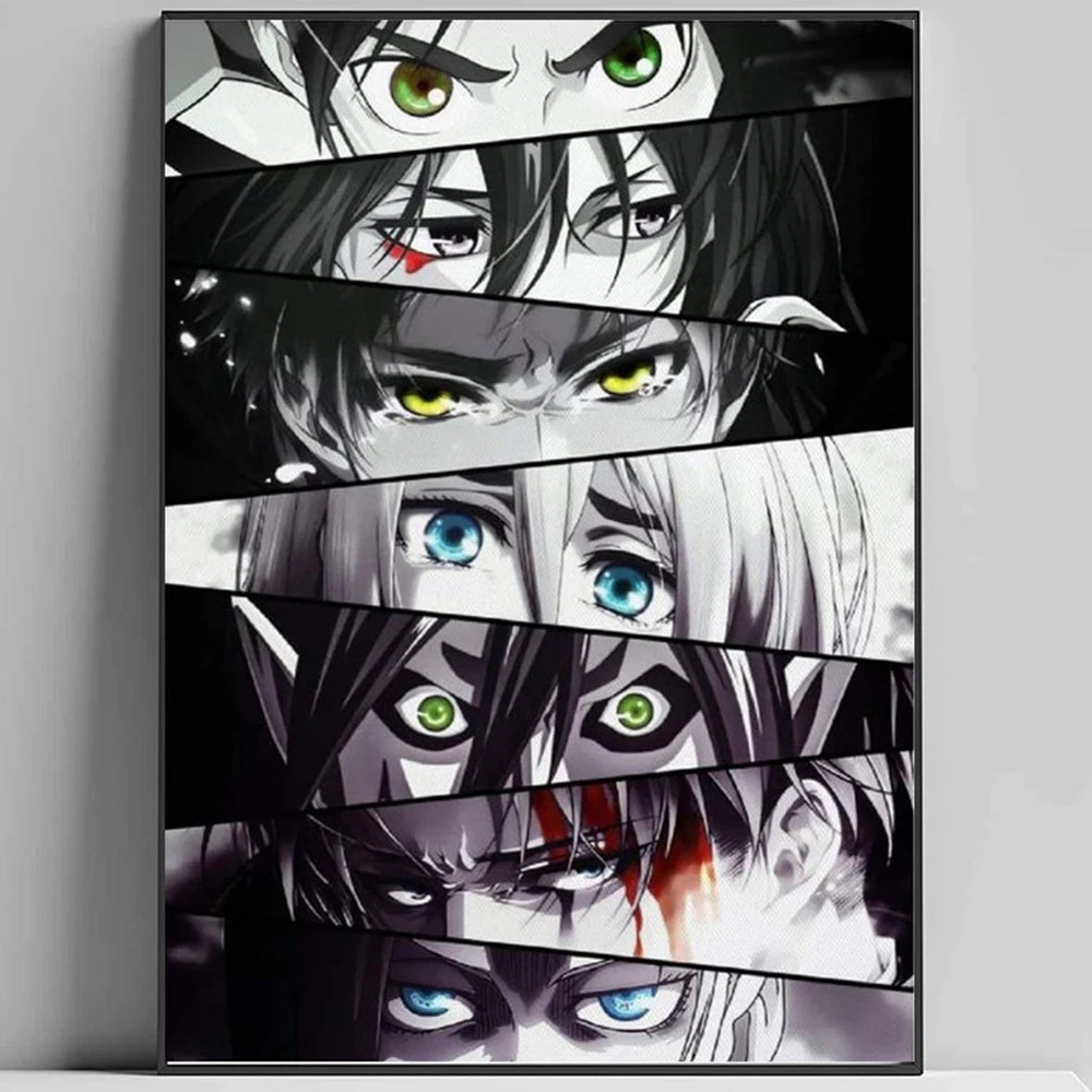 HD Prints Attack on Titan Poster Wall Art Japan Anime Canvas Painting Home Decoration Bedroom Modular Roles Eyes Pictures Framed