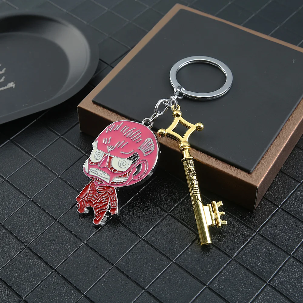 Anime Attack On Titan Keychain Figure Wings of Liberty Key Chains Shingeki No Kyojin Rings Pendant For Men Gift Jewelry