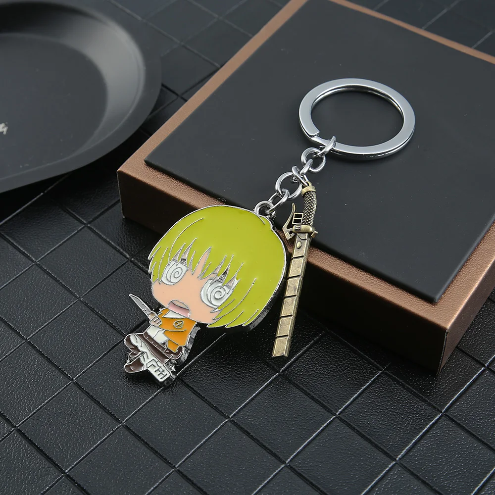 Anime Attack On Titan Keychain Figure Wings of Liberty Key Chains Shingeki No Kyojin Rings Pendant For Men Gift Jewelry