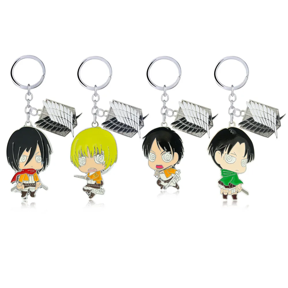 Cute Anime Figure Attack on Titan Keychain Double Sided Acrylic Key Chain Pendant Anime Keychain Accessories Cartoon Key Ring