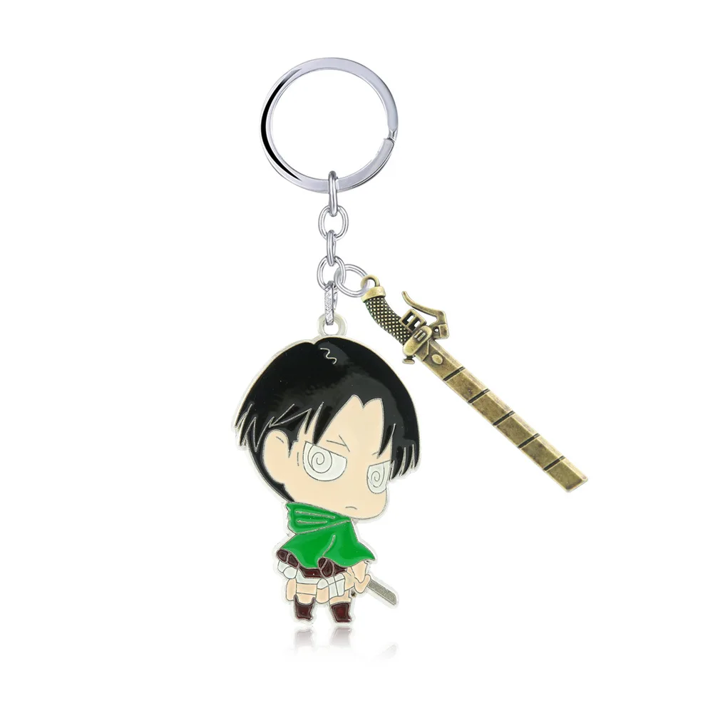 Cute Anime Figure Attack on Titan Keychain Double Sided Acrylic Key Chain Pendant Anime Keychain Accessories Cartoon Key Ring