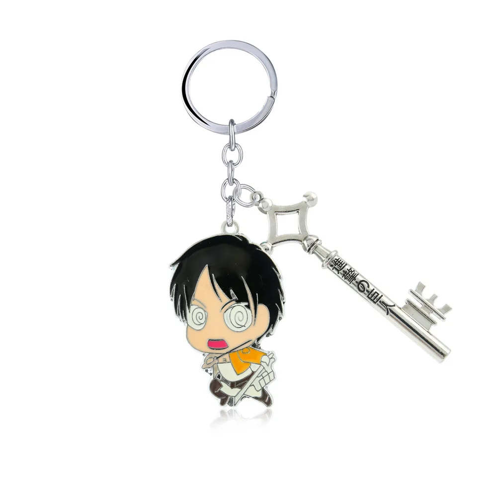 Cute Anime Figure Attack on Titan Keychain Double Sided Acrylic Key Chain Pendant Anime Keychain Accessories Cartoon Key Ring