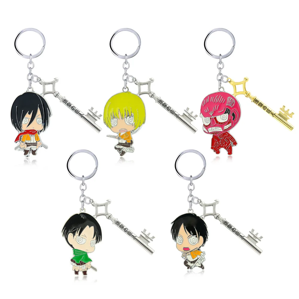 Cute Anime Figure Attack on Titan Keychain Double Sided Acrylic Key Chain Pendant Anime Keychain Accessories Cartoon Key Ring