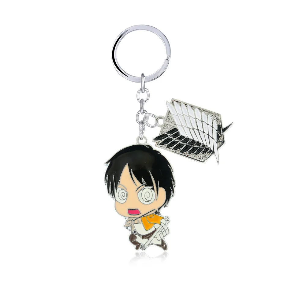 Cute Anime Figure Attack on Titan Keychain Double Sided Acrylic Key Chain Pendant Anime Keychain Accessories Cartoon Key Ring