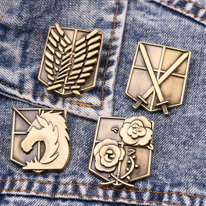 Japan Anime Attack On Titan Jewelry Wings of Liberty Pins Brooch Legions Badge Unicorn Lapel Pin Brooches For Fans Collection