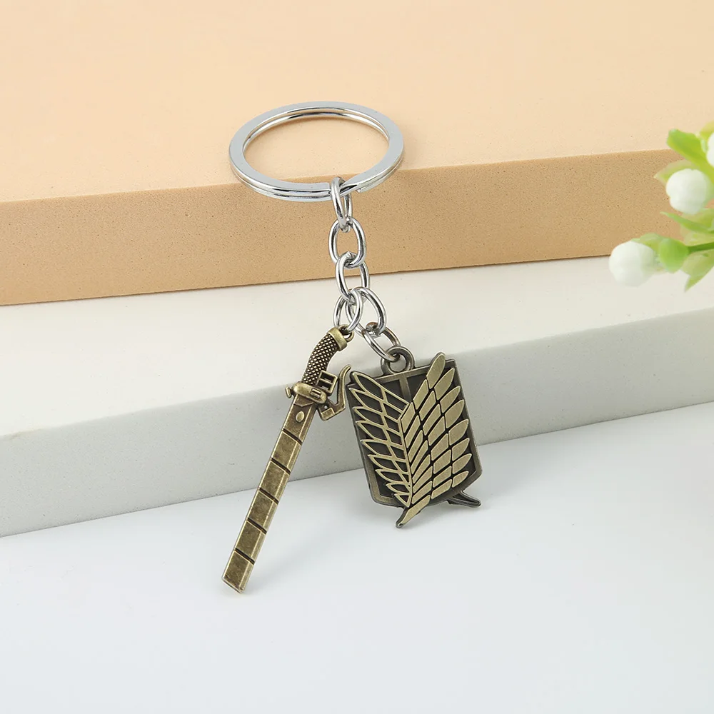 Anime Attack On Titan New Key Chain Wings of Liberty Freedom Scouting Legion Eren Trinket Keyring Cosplay Accessory Gift For Men