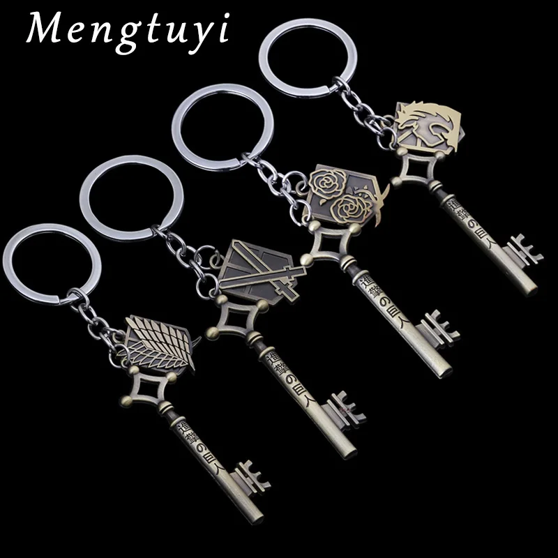 Anime Attack On Titan Necklaces No Kyojin Pendant Women Keychain Metal Key Shape Cosplay Jewelry Accessories Collier kolye