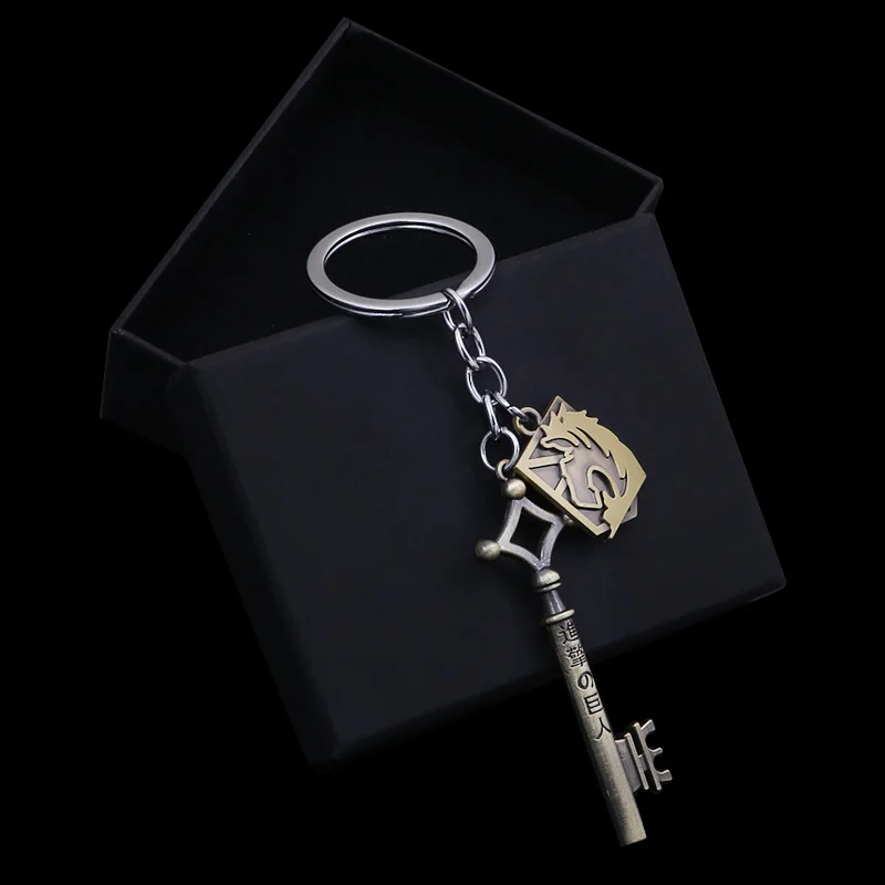 Anime Attack On Titan Necklaces No Kyojin Pendant Women Keychain Metal Key Shape Cosplay Jewelry Accessories Collier kolye