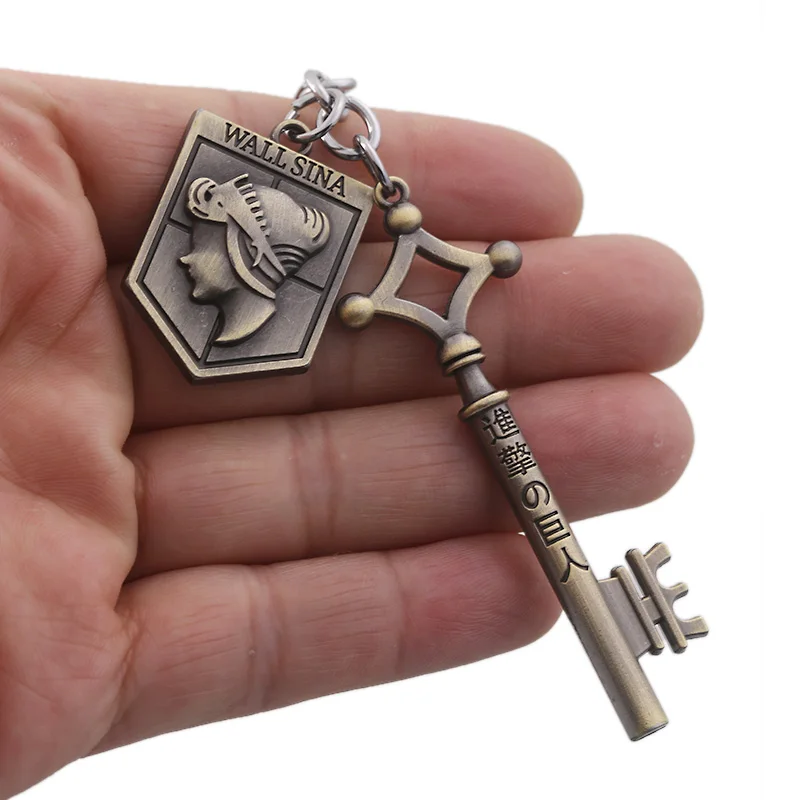 Anime Attack On Titan Necklaces No Kyojin Pendant Women Keychain Metal Key Shape Cosplay Jewelry Accessories Collier kolye