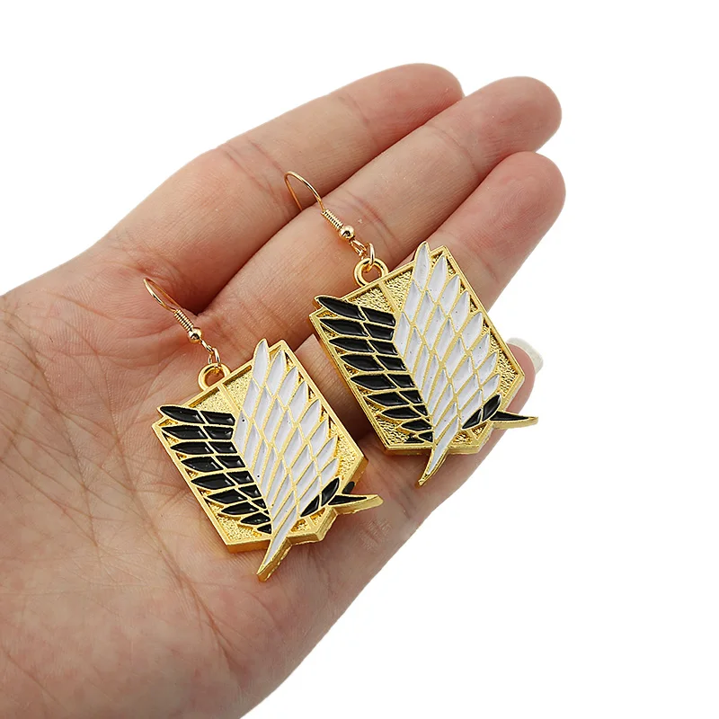 Anime Hunter x Hunter Earrings For Women Attack On Titan Gold Metal Pendant Earings Jewelry Gift Fashion Cosplay Eardrop