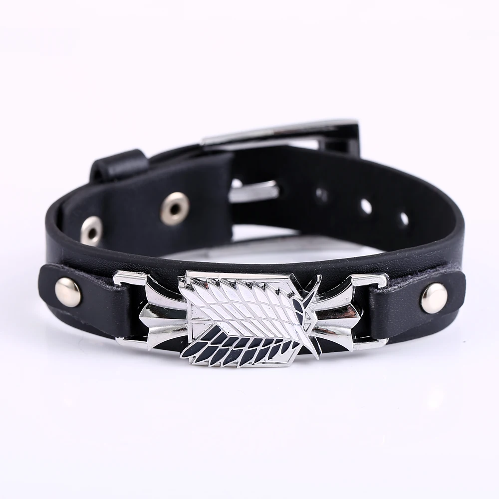 Mengtuyi Anime Attack on Titan Bracelet Men Metal Alloy Scout Regiment Bangle Women Leather Chain Bracelets Punk Pulsera Hombre