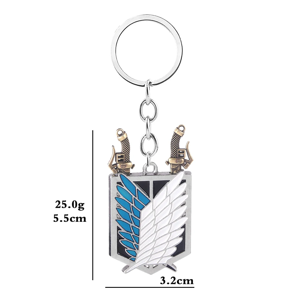 Anime Attack on Titan Keychain Shingeki No Kyojin Wings of Liberty Sword Weapon Pendant Key Chains for Men Jewelry