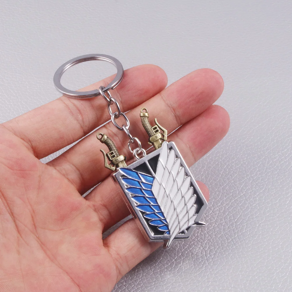 Anime Attack on Titan Keychain Shingeki No Kyojin Wings of Liberty Sword Weapon Pendant Key Chains for Men Jewelry