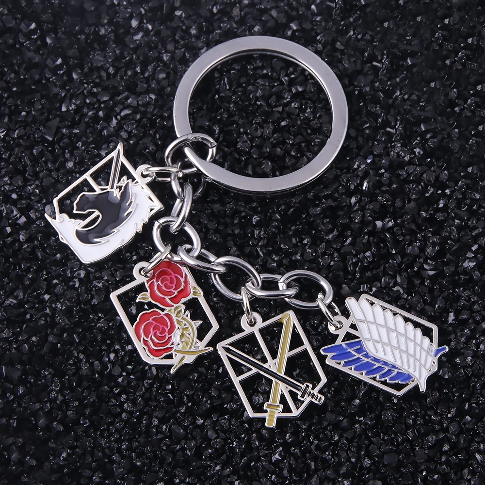 Anime Attack on Titan Keychain Shingeki No Kyojin Wings of Liberty Sword Weapon Pendant Key Chains for Men Jewelry