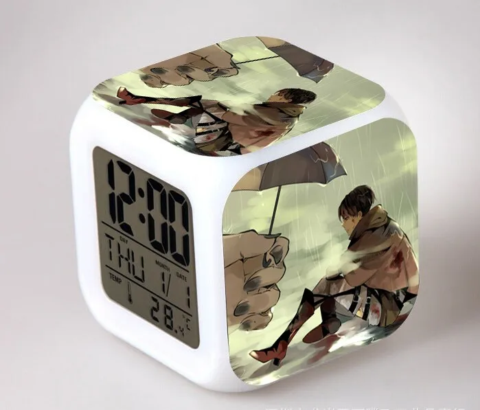 Attack on Titan Despertador Mikasa Ackerman Action Figure Anime Shingeki No Kyojin Eren Jaeger Led Digital Alarm Clock Toys