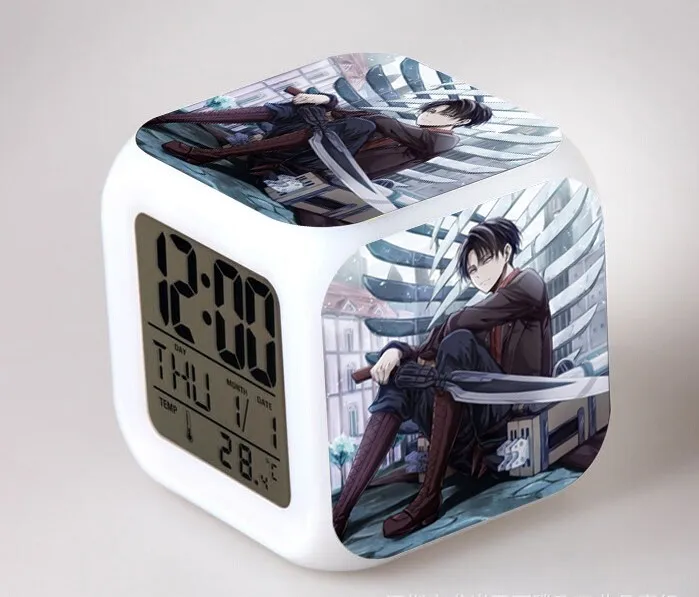 Attack on Titan Despertador Mikasa Ackerman Action Figure Anime Shingeki No Kyojin Eren Jaeger Led Digital Alarm Clock Toys