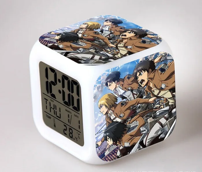 Attack on Titan Despertador Mikasa Ackerman Action Figure Anime Shingeki No Kyojin Eren Jaeger Led Digital Alarm Clock Toys