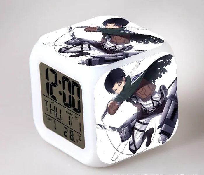 Attack on Titan Despertador Mikasa Ackerman Action Figure Anime Shingeki No Kyojin Eren Jaeger Led Digital Alarm Clock Toys