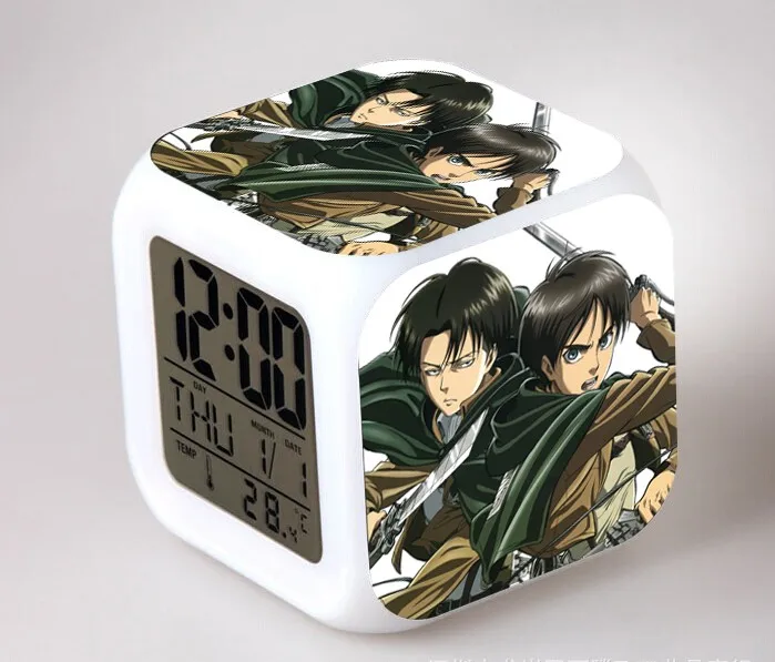 Attack on Titan Despertador Mikasa Ackerman Action Figure Anime Shingeki No Kyojin Eren Jaeger Led Digital Alarm Clock Toys