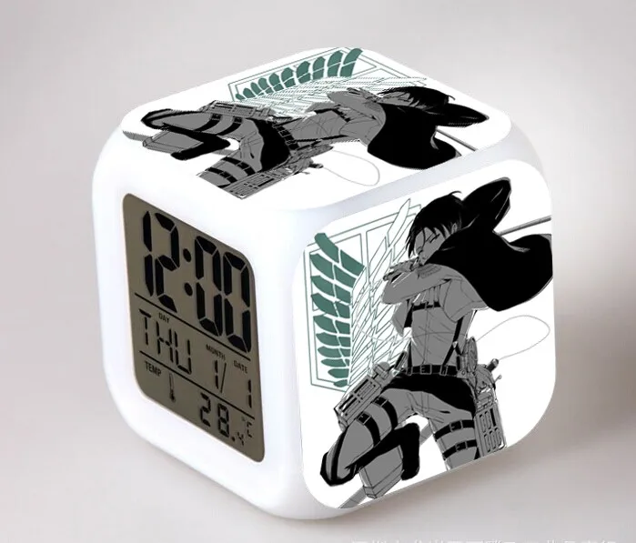 Attack on Titan Despertador Mikasa Ackerman Action Figure Anime Shingeki No Kyojin Eren Jaeger Led Digital Alarm Clock Toys