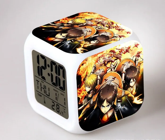 Attack on Titan Despertador Mikasa Ackerman Action Figure Anime Shingeki No Kyojin Eren Jaeger Led Digital Alarm Clock Toys