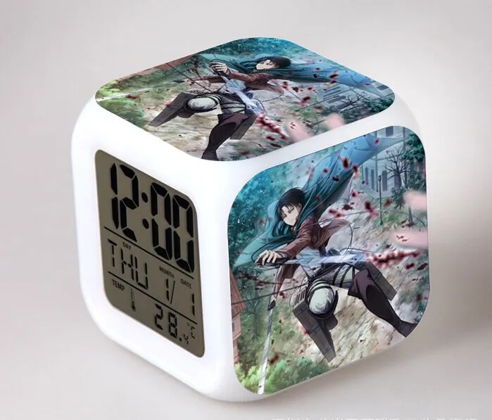 Attack on Titan Despertador Mikasa Ackerman Action Figure Anime Shingeki No Kyojin Eren Jaeger Led Digital Alarm Clock Toys