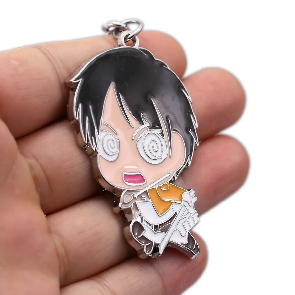 Anime Attack on Titan Levi Ackerman Keychains Shingeki no Kyojin Eren Jaeger Mikasa Ackerman Metal Keyrings Pendants Figure Toys