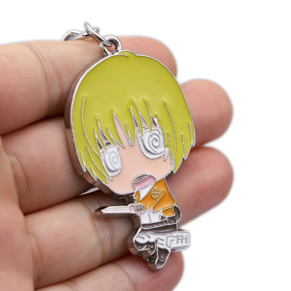 Anime Attack on Titan Levi Ackerman Keychains Shingeki no Kyojin Eren Jaeger Mikasa Ackerman Metal Keyrings Pendants Figure Toys