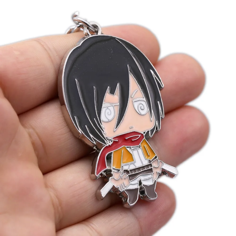 Anime Attack on Titan Levi Ackerman Keychains Shingeki no Kyojin Eren Jaeger Mikasa Ackerman Metal Keyrings Pendants Figure Toys