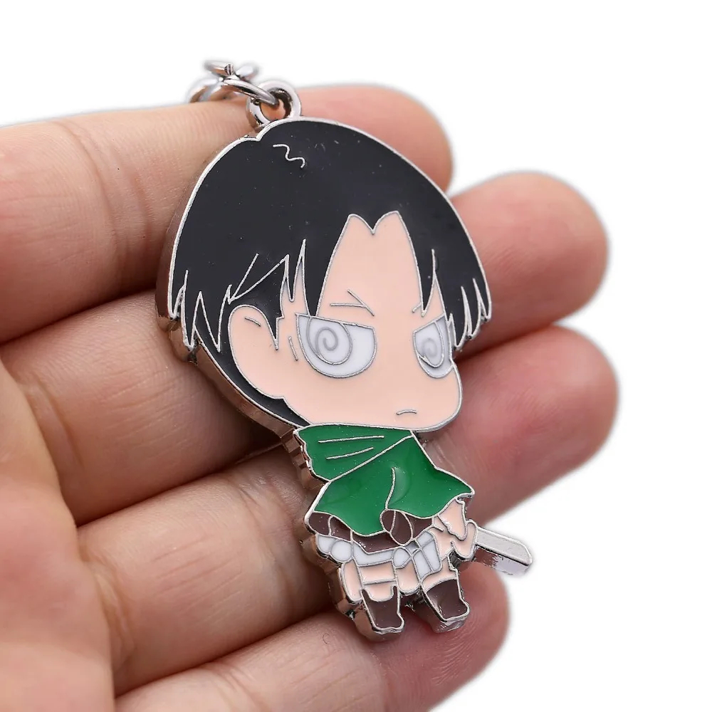 Anime Attack on Titan Levi Ackerman Keychains Shingeki no Kyojin Eren Jaeger Mikasa Ackerman Metal Keyrings Pendants Figure Toys