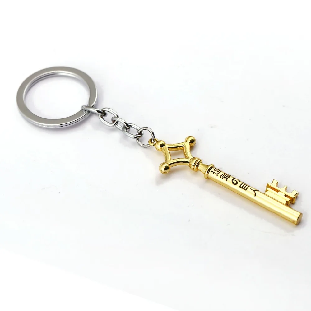 Anime Attack on Titan Keychains Eren Jaeger Key Shape Metal Keyring Mikasa Ackerman Key Chain Holder for Car Figure Toys Doll