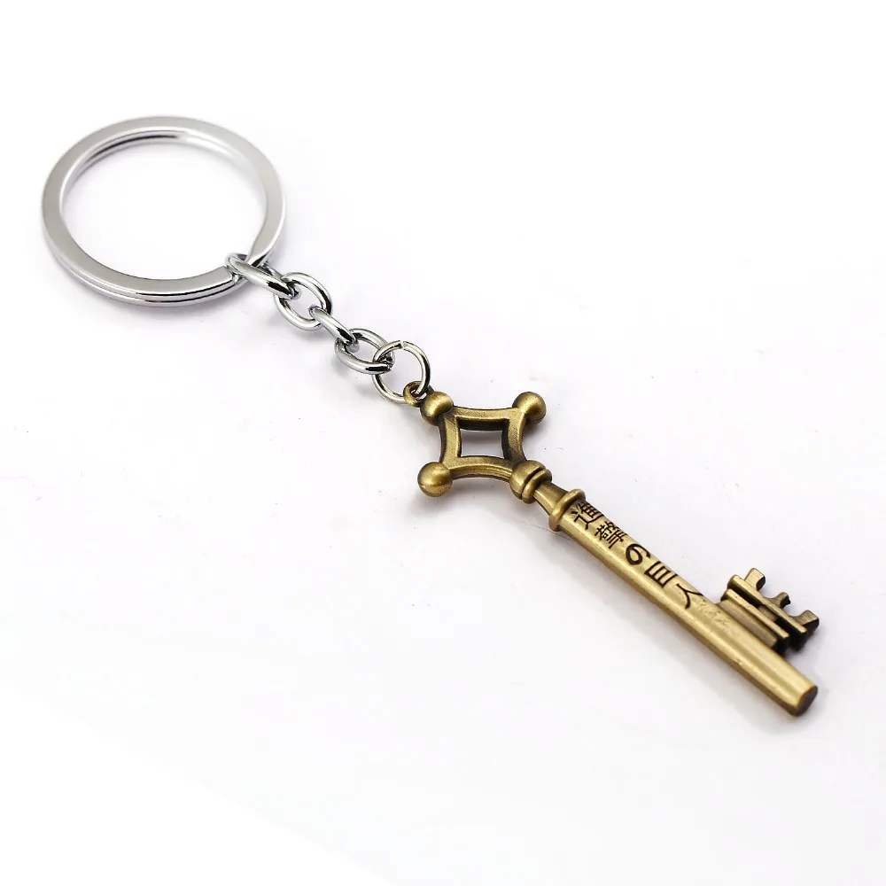 Anime Attack on Titan Keychains Eren Jaeger Key Shape Metal Keyring Mikasa Ackerman Key Chain Holder for Car Figure Toys Doll