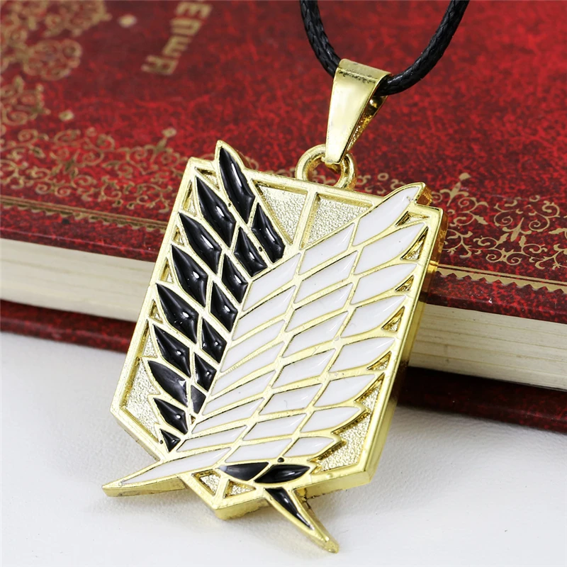 Anime Attack on Titan Badge Necklace Pendant Scout Regiment Logo Eren Mikasa Necklace Cosplay Accessories Figure Toys Souvenirs