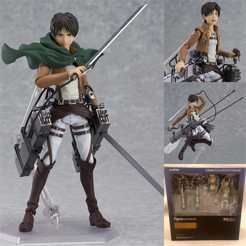 Anime Attack on Titan Figure Figma 207 Eren Jaeger PVC Action Figures Juguetes Collection Model Kids Toys Doll 15cm