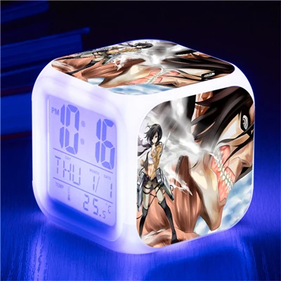 Attack on Titan Eren Jaeger Mikasa Ackerman Action Figure Clock Shingeki no Kyojin Rivaille Alarm Clocks Despertador Glowing Toy