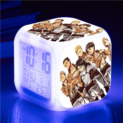 Attack on Titan Eren Jaeger Mikasa Ackerman Action Figure Clock Shingeki no Kyojin Rivaille Alarm Clocks Despertador Glowing Toy