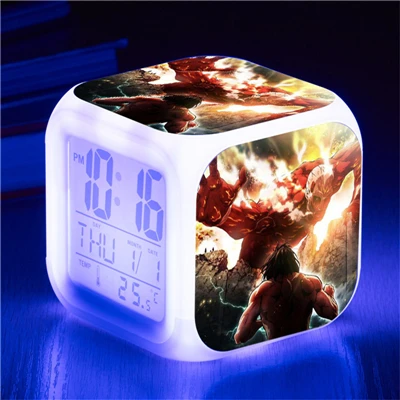 Attack on Titan Eren Jaeger Mikasa Ackerman Action Figure Clock Shingeki no Kyojin Rivaille Alarm Clocks Despertador Glowing Toy