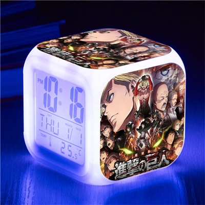 Attack on Titan Eren Jaeger Mikasa Ackerman Action Figure Clock Shingeki no Kyojin Rivaille Alarm Clocks Despertador Glowing Toy