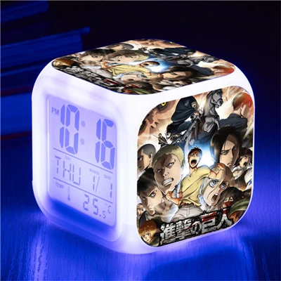 Attack on Titan Eren Jaeger Mikasa Ackerman Action Figure Clock Shingeki no Kyojin Rivaille Alarm Clocks Despertador Glowing Toy