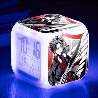 Attack on Titan Eren Jaeger Mikasa Ackerman Action Figure Clock Shingeki no Kyojin Rivaille Alarm Clocks Despertador Glowing Toy