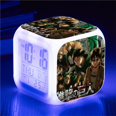 Attack on Titan Eren Jaeger Mikasa Ackerman Action Figure Clock Shingeki no Kyojin Rivaille Alarm Clocks Despertador Glowing Toy