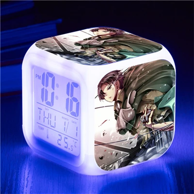 Attack on Titan Eren Jaeger Mikasa Ackerman Action Figure Clock Shingeki no Kyojin Rivaille Alarm Clocks Despertador Glowing Toy