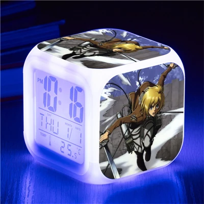 Attack on Titan Eren Jaeger Mikasa Ackerman Action Figure Clock Shingeki no Kyojin Rivaille Alarm Clocks Despertador Glowing Toy