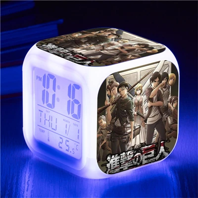 Attack on Titan Eren Jaeger Mikasa Ackerman Action Figure Clock Shingeki no Kyojin Rivaille Alarm Clocks Despertador Glowing Toy