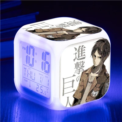 Attack on Titan Eren Jaeger Mikasa Ackerman Action Figure Clock Shingeki no Kyojin Rivaille Alarm Clocks Despertador Glowing Toy